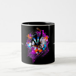 Caneca De Café Em Dois Tons Carnaval Vibrante Abstrato Panman