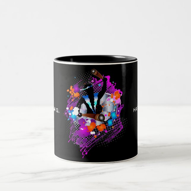 Caneca De Café Em Dois Tons Carnaval Vibrante Abstrato Panman (Centro)