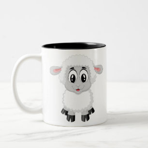 Caneca De Café Em Dois Tons Carneiro de carneiro de fazenda fofo