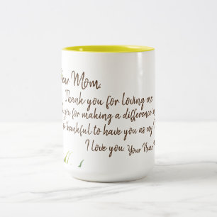 Caneca De Café Em Dois Tons Caro Mãe - Mensagem Carta