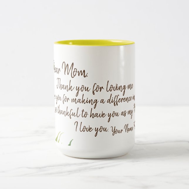 Caneca De Café Em Dois Tons Caro Mãe - Mensagem Carta (Centro)