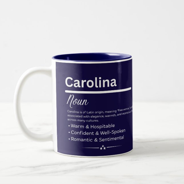 Caneca De Café Em Dois Tons Carolina Personalized Girl Name Meaning Coffee Mug (Esquerda)
