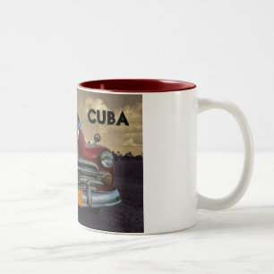 Caneca De Café Em Dois Tons Carro americano clássico em Vinales, Cuba