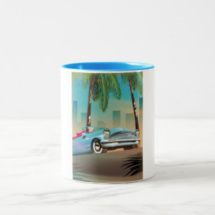 Caneca De Café Em Dois Tons Carro Clássico Retroativo