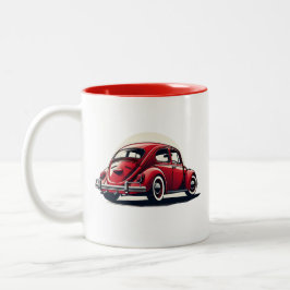 Caneca De Café Em Dois Tons Carro Clássico Vermelho Modelo 1960