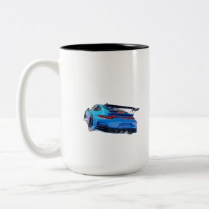 Caneca De Café Em Dois Tons Carro de corrida azul