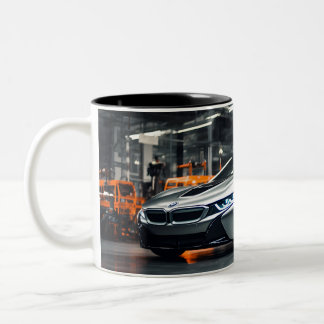 Caneca De Café Em Dois Tons carro de corrida futurista de alumínio
