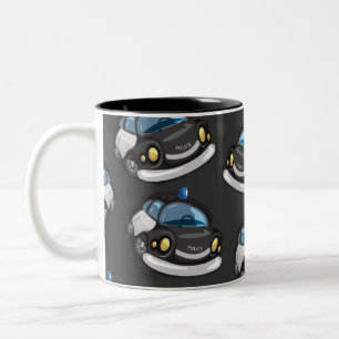 Caneca De Café Em Dois Tons Carro de Polícia Antigo