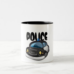 Caneca De Café Em Dois Tons Carro de Polícia Antigo