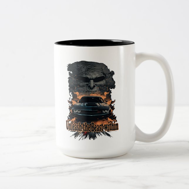 Caneca De Café Em Dois Tons Carro Muscular, Solte a Besta (Direita)