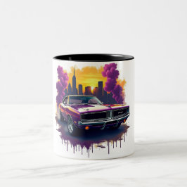 Caneca De Café Em Dois Tons Carro Musculoso com Grafite