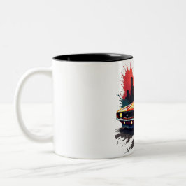 Caneca De Café Em Dois Tons Carro Musculoso com Grafite