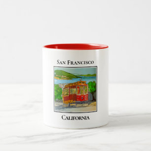 Caneca De Café Em Dois Tons Carro-vermelho-bonito nas Colinas de São Francisco