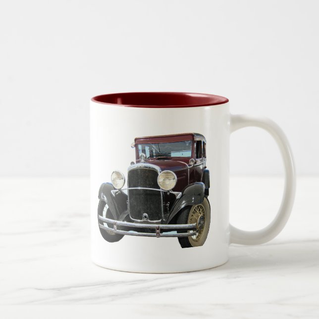 Caneca De Café Em Dois Tons carro vintage (Direita)
