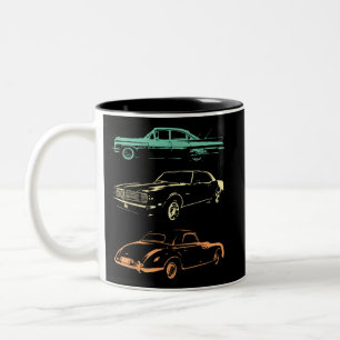 Caneca De Café Em Dois Tons Carros vintage - Retro Gráfico dos anos 80 e 90