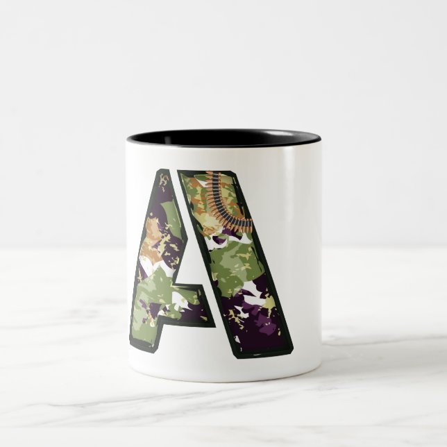 Caneca De Café Em Dois Tons Carta Militar Estilo A (Centro)