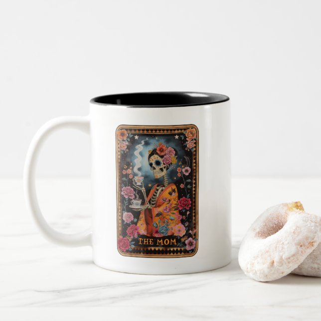 Caneca De Café Em Dois Tons Carta Mística de Tarot A Mãe Diversão (Com Donut)