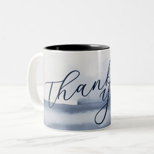 Caneca De Café Em Dois Tons Cartão de Agradecimento Elegante Estilo Aquarela