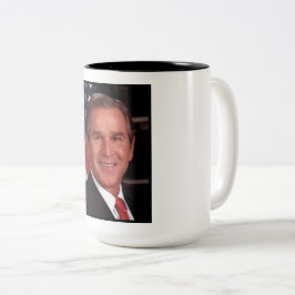 Caneca De Café Em Dois Tons Cartão de Natal do Presidente Americano George Bus