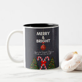 Caneca De Café Em Dois Tons "Cartão de Natal Feliz e alegre"