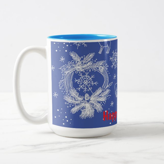 Caneca De Café Em Dois Tons Cartão Feliz Natal (Esquerda)