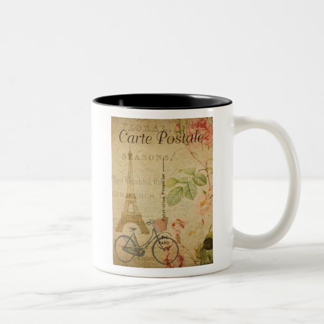 Caneca De Café Em Dois Tons Cartão postal francês Coffee Mug (Direita)