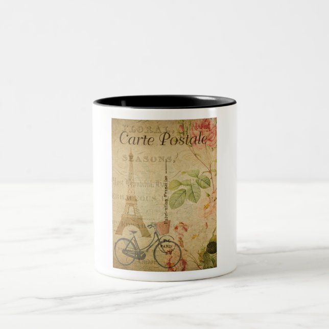 Caneca De Café Em Dois Tons Cartão postal francês Coffee Mug (Centro)