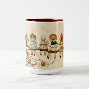 Caneca De Café Em Dois Tons Cartão postal francês Vintage Mug