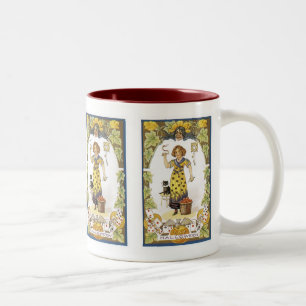 Caneca De Café Em Dois Tons Cartão Vintage Halloween