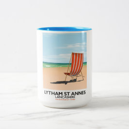 Caneca De Café Em Dois Tons Cartaz à beira-mar de Lytham St Annes Lancashire