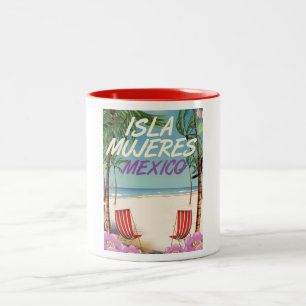 Caneca De Café Em Dois Tons Cartaz da praia de Isla Mujeres México