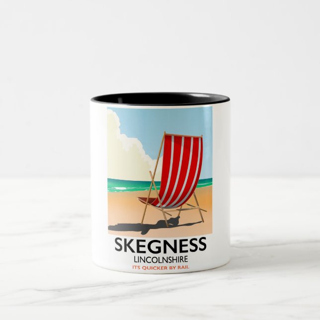 Caneca De Café Em Dois Tons Cartaz da praia de Skegness Lincolnshire (Centro)