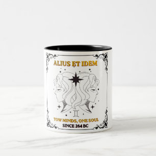 Caneca De Café Em Dois Tons Cartaz de carta de tarot do zodíaco Gêmeos vintage