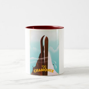 Caneca De Café Em Dois Tons Cartaz de esqui Chamonix-Mont-Blanc
