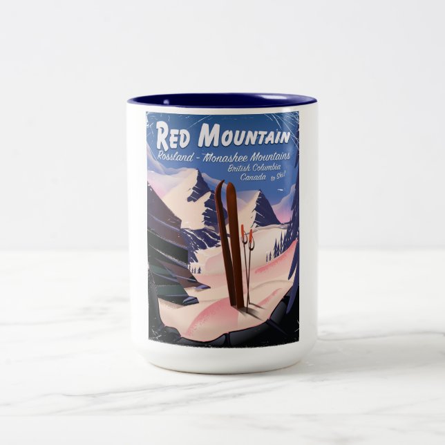 Caneca De Café Em Dois Tons Cartaz de esqui Red Mountain Columbia Britânica, C (Centro)