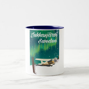 Caneca De Café Em Dois Tons Cartaz de férias das luzes do norte de Jukkasjärvi