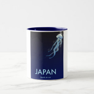 Caneca De Café Em Dois Tons Cartaz de férias de Água-viva "Viaje de Avião" Jap