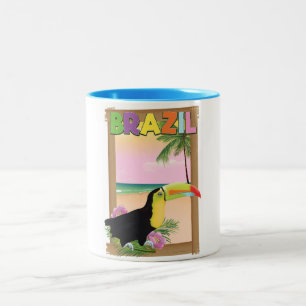 Caneca De Café Em Dois Tons cartaz de férias de praia do tucano do Brasil