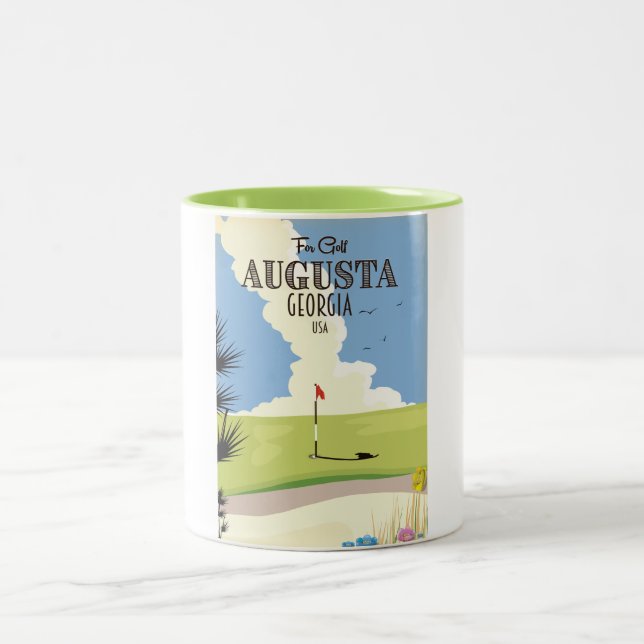 Caneca De Café Em Dois Tons Cartaz de Golfe Augusta Geórgia (Centro)