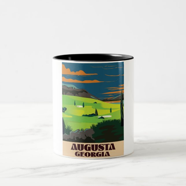 Caneca De Café Em Dois Tons Cartaz de golfe de Augusta Geórgia (Centro)