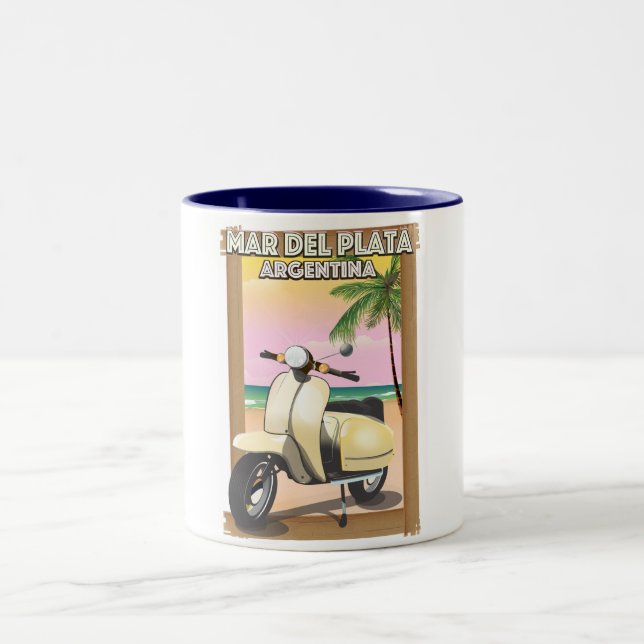 Caneca De Café Em Dois Tons Cartaz de praia Mar del Plata Argentina (Centro)