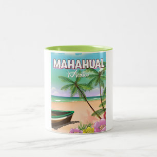 Caneca De Café Em Dois Tons Cartaz de praia mexicana de Mahahual