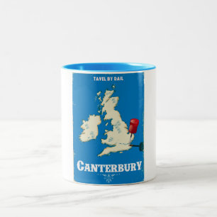 Caneca De Café Em Dois Tons Cartaz de trem vintage das Ilhas Britânicas de Can