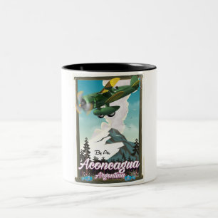 Caneca De Café Em Dois Tons Cartaz de viagem Aconcagua Argentina