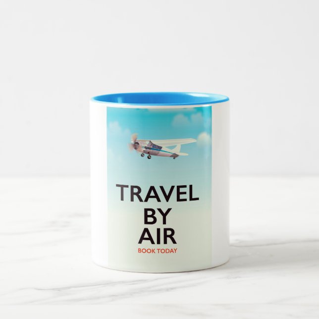 Caneca De Café Em Dois Tons Cartaz de viagem aérea (Centro)