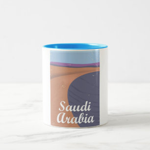 Caneca De Café Em Dois Tons cartaz de viagem antigo da Arábia Saudita
