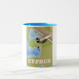 Caneca De Café Em Dois Tons cartaz de viagem antigo mapa de Chipre