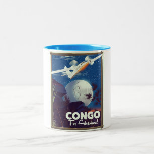 Caneca De Café Em Dois Tons Cartaz de viagem Congo Para Aventura!