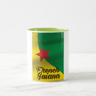 Caneca De Café Em Dois Tons cartaz de viagem da bandeira da Guiana Francesa