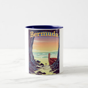Caneca De Café Em Dois Tons cartaz de viagem da Caverna Pirata das Bermudas